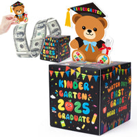 Xqumoi 2025 Kindergarten Graduation Money Box for Cash Gift - Preschool Graduate Money Box with Pull Out Card Transparent Bags Surprise Explosion Holder Grad Party Supplies Creative Way to Give Cash