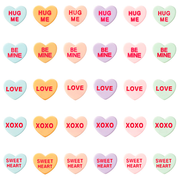 Xqumoi 30Pcs Valentine’s Day Conversation Heart Candy Stud Earrings Hug Me Be Mine Resin Heart Pendant Stud Earrings with Hypoallergenic Stainless Steel Jewelry Valentine Gift for Women Girls