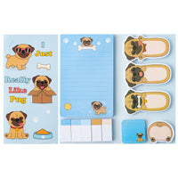 Xqumoi I Just Really Like Pug Sticky Notes Set, 550 Sheets, Cute Cartoon Pug Self-Stick Notes Pads Animal Divider Tabs Bundle Writing Memo Pads Page Marker School Office Supplies Small Gift