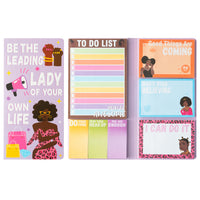 Xqumoi Black Girl Inspirational Sticky Notes Set - to Do List Self-Stick Note Pads, Be the Leading Lady Sticky Notes, Motivational Writing Memo Pad, African Girl Positive Gift, School Office Supplies