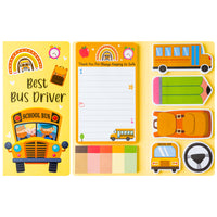 Best Bus Driver Sticky Notes Set - School Bus Pencil Shaped Self-Stick Note Pads Teacher Appreciation Thank You Gift Writing Memo Pad Page Marker Back to School Office Party Favors Supplies