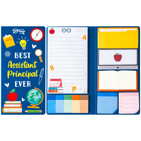 Xqumoi Best Assistant Principal Ever Sticky Notes Set - School Assistant Principal Self-Stick Note Pads Thank You Appreciation Gift Writing Memo Pad Page Marker Back to School Office Supplies