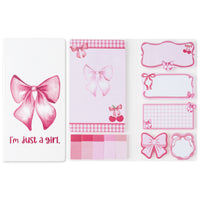Xqumoi Coquette Pink Bow Sticky Notes Set - I’m Just A Girl Self-Stick Note Pads Bowknot Notepads Writing Memo Pad Page Marker Bookmarker Preppy Girly Stuff Back to School Office Supplies Gift