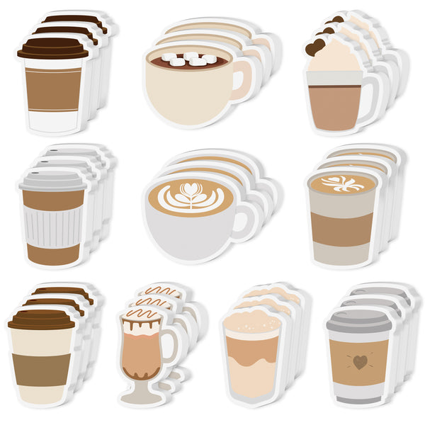 Xqumoi 30 Pack Coffee Cup Sticky Notes - Funny Self Sticky Notepads Writing Memo Pads for Coffee Lover Office School Supplies Student Kids Gift Class Reward Birthday Party Favors Goodies Bag Fillers