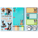 Xqumoi I Just Really Like Boston Terrier Sticky Notes Set, 550 Sheets, Cute Boston Terrier Self-Stick Notes Pads Animal Divider Tabs Bundle Writing Memo Pads Page Marker Back to School Office Supplies