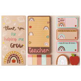 Xqumoi Boho Themed Teacher Sticky Notes Set, 550 Sheets, Thank You for Helping Me Grow Self-Stick Note Pads Teacher Appreciation Gift Writing Memo Pads Page Marker School Office Supplies (Brown)