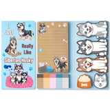 Xqumoi I Just Really Like Siberian Husky Sticky Notes Set, 550 Sheets, Cute Husky Self-Stick Notes Pads Animal Divider Tabs Bundle Writing Memo Pads Page Marker Back to School Office Supplies Gift