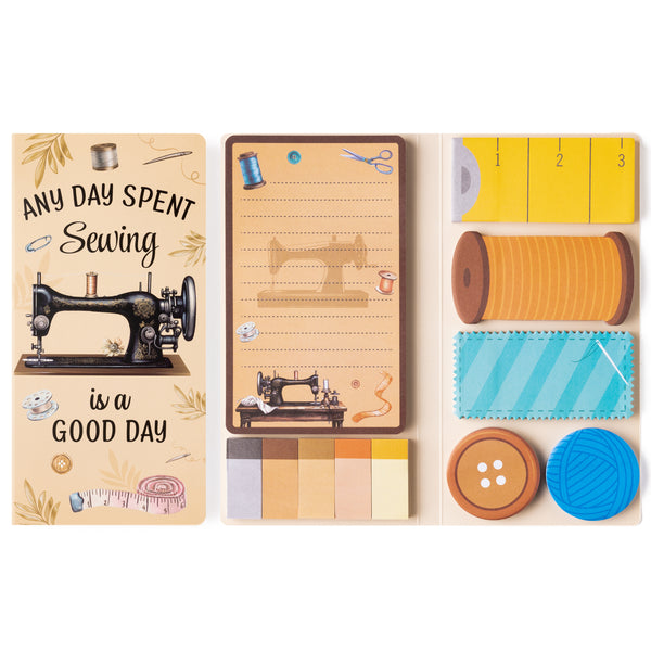 Xqumoi Retro Sewing Sticky Notes Set - Any Day Spent Sewing Is A Good Day Self-Stick Note Pads Teacher Appreciation Sticky Notes Writing Memo Pad Page Marker Back to School Office Supplies, 550 Sheets