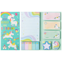 Xqumoi I Just Really Like Unicorns Sticky Notes Set, 550 Sheets, Cute Cartoon Unicorn Self-Stick Notes Pads Animal Divider Tabs Bundle Writing Memo Pads Page Marker School Office Supplies Small Gift