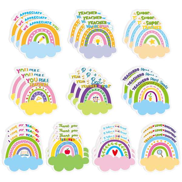 Xqumoi 30 Pack Teacher Sticky Notes - Rainbow Self Sticky Notepads Teacher Notepads Writing Memo Pads Teacher Appreciation Gift Back to School Office Supplies Birthday Party Favors Goodies Bag Fillers