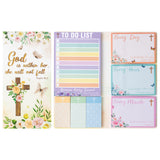 Xqumoi Floral Cross Religious Inspirational Sticky Notes Set - to Do List Self-Stick Note Pads, Bible Study Sticky Notes, Bible Verse Writing Memo Pad, Christian Christmas Gift, School Office Supplies