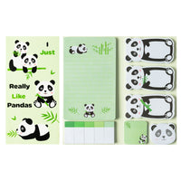 Xqumoi I Just Really Like Pandas Sticky Notes Set, 550 Sheets, Cute Cartoon Pandas Self-Stick Notes Pads Animal Divider Tabs Bundle Writing Memo Pads Page Marker School Office Supplies Small Gift