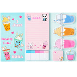 Xqumoi I Just Really Like Boba Sticky Notes Set, 550 Sheets, Cute Bubble Tea Self-Stick Notes Pads Milk Tea Theme Divider Tabs Bundle Writing Memo Pads Page Marker School Office Supplies Small Gift