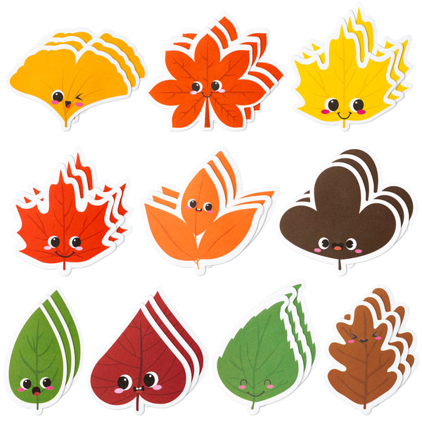 Xqumoi 30 Pack Fall Leaves Sticky Notes, Thanksgiving Autumn Party Favors Maple Leaf Shaped Self Stick Notepad Memo Pads for Office School Student Supplies Baby Shower Halloween Goodies Bag Fillers