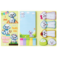 Xqumoi I Just Really Like Bichon Frise Sticky Notes Set, 550 Sheets, Cute Bichon Frise Self-Stick Note Pads Animal Divider Tabs Bundle Writing Memo Pads Page Marker Back to School Office Supplies Gift