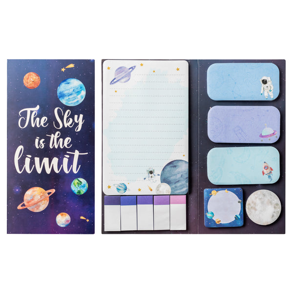 Xqumoi The Sky is The Limit Sticky Notes Set, 550 Sheets, Outer Space Galaxy Planet Pattern Self-Stick Notes Pads Divider Tabs Bundle Writing Memo Pads Page Marker School Office Supplies Small Gift