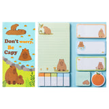 Xqumoi Don't Worry Be Capy Sticky Notes Set, 550 Sheets, Capybara and Orrange Pattern Self-Stick Notes Pads Animal Divider Tabs Bundle Writing Memo Pads Page Marker School Office Supplies Small Gift