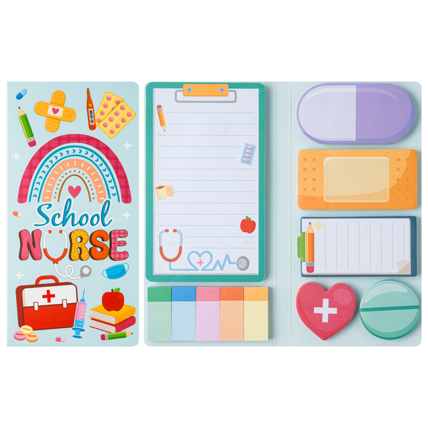 Xqumoi School Nurse Sticky Notes Set - Cute Cartoon Medical Self-Stick Note Pads Writing Memo Pad Page Marker Bookmarker for Nursing Student Essentials Hospital Gift Back to School Office Supplies