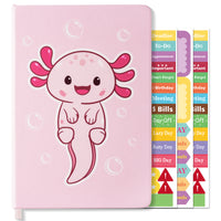 Xqumoi Axolotl Hardcover Ruled Journal Notebook with Planner Stickers, A5 Hardbound Lined Journal Writing Notebook Teacher Appreciation Gift Back to School Office Supplies Diary Notepad 8.3” x 5.5”