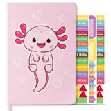 Xqumoi Axolotl Hardcover Ruled Journal Notebook with Planner Stickers, A5 Hardbound Lined Journal Writing Notebook Teacher Appreciation Gift Back to School Office Supplies Diary Notepad 8.3” x 5.5”