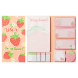 Xqumoi Life is Berry Sweet Sticky Notes Set, 550 Sheets, Strawberry Pattern Self-Stick Notes Pads Summer Fruit Divider Tabs Bundle Writing Memo Pads Page Marker School Office Supplies Small Gift