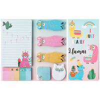 Xqumoi I Just Really Like Llamas Sticky Notes Set, 550 Sheets, Cute Cartoon Alpaca Self-Stick Notes Pads Animal Divider Tabs Bundle Writing Memo Pads Page Marker School Office Supplies Small Gift