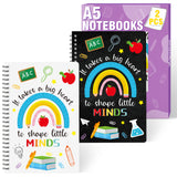 Xqumoi 2 Pack Black White A5 Teacher Spiral Notebooks, It Takes A Big Heart to Shape Little Minds Ruled Hardbound Journal Writing Notebooks Teacher Appreciation Gift Back to School Office Supplies