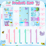 Xqumoi Axolotl Sticky Note A5 Notebooks Pens Stationary Set - Axolotl Self-Stick Notes Pads Spiral Notebooks Black Gel Ballpoint Pens School Office Supplies Teacher Appreciation Gift with Box (Blue)