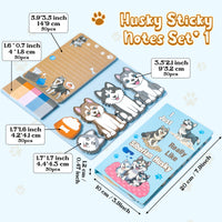 Xqumoi I Just Really Like Siberian Husky Sticky Notes Set, 550 Sheets, Cute Husky Self-Stick Notes Pads Animal Divider Tabs Bundle Writing Memo Pads Page Marker Back to School Office Supplies Gift