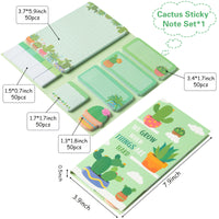 Xqumoi We Grow When Things are Hard Sticky Notes Set, 550 Sheets, Cute Cactus Shaped Self-Stick Notes Pads Plant Divider Tabs Bundle Writing Memo Pads Page Marker School Office Supplies Small Gift