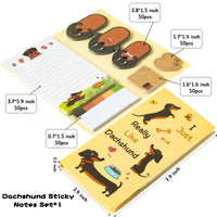 Xqumoi I Just Really Like Dachshund Sticky Notes Set, 550 Sheets Cute Cartoon Dachshund Self-Stick Notes Pads Animal Divider Tabs Bundle Writing Memo Pads Page Marker School Office Supplies Small Gift