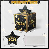 Xqumoi 2024 Happy New Year Money Box for Cash Gift Pull, Black Gold Money Gift Boxes for Cash with Pull Out 2024 Card DIY Holiday Surprise Gift Box New Year's Eve Creative Way to Give Cash as A Gift