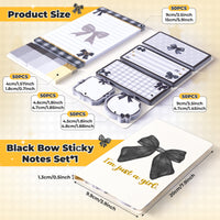 Xqumoi Coquette Black Bow Sticky Notes Set - I’m Just A Girl Self-Stick Note Pads Bowknot Notepads Writing Memo Pad Page Marker Bookmarker Preppy Girly Stuff Back to School Office Supplies Gift