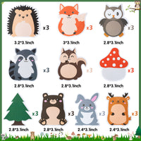 Xqumoi 30 Pack Woodland Animals Sticky Notes, Total 600 Sheets, Cartoon Owl Squirrel Rabbit Shaped Self Sticky Memo Pads for Office School Student Kids Class Birthday Party Favors Goodies Bag Fillers