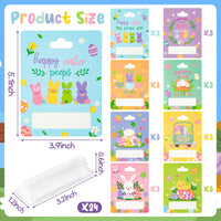 Xqumoi Easter Bunny Peep Money Holders for Cash Gift - 24 Sets Bunny Egg Happy Eatser Cards Money Holder Ornaments with Plastic Cover and Adhesive Basket Tag Gift Card DIY Holiday Surprise