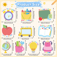 Xqumoi 30 Pack Back to School Sticky Notes - Blackboard Apple Book Globe Bus Shaped Self-Adhesive Writing Memo for Kids Teens Welcome Back Gift School Classroom Office Home Reminder Notepad Supplies
