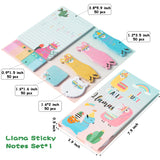 Xqumoi I Just Really Like Llamas Sticky Notes Set, 550 Sheets, Cute Cartoon Alpaca Self-Stick Notes Pads Animal Divider Tabs Bundle Writing Memo Pads Page Marker School Office Supplies Small Gift