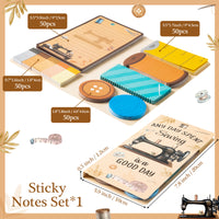 Xqumoi Retro Sewing Sticky Notes Set - Any Day Spent Sewing Is A Good Day Self-Stick Note Pads Teacher Appreciation Sticky Notes Writing Memo Pad Page Marker Back to School Office Supplies, 550 Sheets