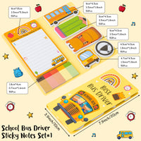 Best Bus Driver Sticky Notes Set - School Bus Pencil Shaped Self-Stick Note Pads Teacher Appreciation Thank You Gift Writing Memo Pad Page Marker Back to School Office Party Favors Supplies