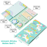 Xqumoi I Just Really Like Unicorns Sticky Notes Set, 550 Sheets, Cute Cartoon Unicorn Self-Stick Notes Pads Animal Divider Tabs Bundle Writing Memo Pads Page Marker School Office Supplies Small Gift