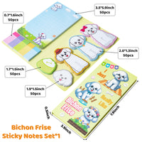 Xqumoi I Just Really Like Bichon Frise Sticky Notes Set, 550 Sheets, Cute Bichon Frise Self-Stick Note Pads Animal Divider Tabs Bundle Writing Memo Pads Page Marker Back to School Office Supplies Gift