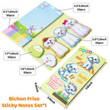 Xqumoi I Just Really Like Bichon Frise Sticky Notes Set, 550 Sheets, Cute Bichon Frise Self-Stick Note Pads Animal Divider Tabs Bundle Writing Memo Pads Page Marker Back to School Office Supplies Gift