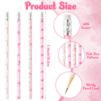 Xqumoi 60Pcs Coquette Pink Bow Pencils with Eraser - Preppy Bow #2 HB Pencils, Back to School Classroom Student Rewards, School Office Supply, Party Goodie Bag Fillers Stuffers, Birthday Party Favors