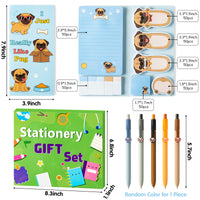 Xqumoi Shar Pei Pug Sticky Note A5 Notebooks Pens Stationary Set - Pug Self-Stick Notes Pads 2 Pack Spiral Notebooks Black Gel Ballpoint Pen School Office Supplies Teacher Appreciation Gift with Box