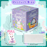 Xqumoi Easter Money Box for Cash Gift - Happy Easter Bunny Egg Money Gift Box with Pull Out Card Transparent Bags Funny DIY Holiday Surprise Explosion Holder Creative Way to Give Cash (Purple)