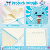 Xqumoi Axolotl Hardcover Ruled Journal Notebook with Planner Stickers, A5 Hardbound Journal Writing Notebook Teacher Appreciation Gift Back to School Office Supplies Diary Notepad 8.3” x 5.5” (Blue)