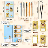 Xqumoi  Pug Stationary Supplies Gift Set - Pug Sticky Notes Pads 2 Pack A5 Spiral Notebooks Black Gel Ballpoint Pen Pencil Case Card Badge Holder with Lanyard Office School Supplies Gift with Box