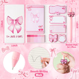 Xqumoi Coquette Pink Bow Stationery Gift Set - Sticky Note A5 Hardcover Ruled Journal Notebook with Planner Sticker Magnet Bookmark Paper Clip Gel Ballpoint Pen for Birthday School Office Supplies