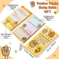 Xqumoi Positive Potato Sticky Notes Set - to Do List Self-Stick Note Pads, Inspirational Sticky Notes, Motivational Writing Memo Pad, Appreciation Positive Gift, Back to School Office Supplies