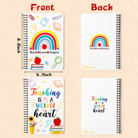 Xqumoi 4Pack A5 Teacher Spiral Notebooks - Teaching is A Work of Heart Ruled Hardbound Journal Writing Notebooks School Office Supplies Teacher Appreciation Gift Back to School Notepad Diary